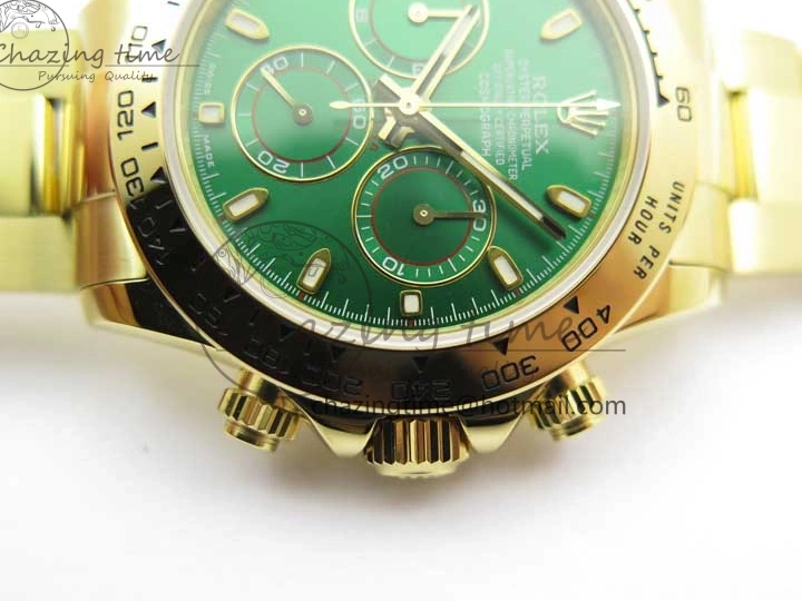 KKF Steel YG Dial Best 904L Edition 1:1 Green Bracelet YG Daytona on A7750 0410